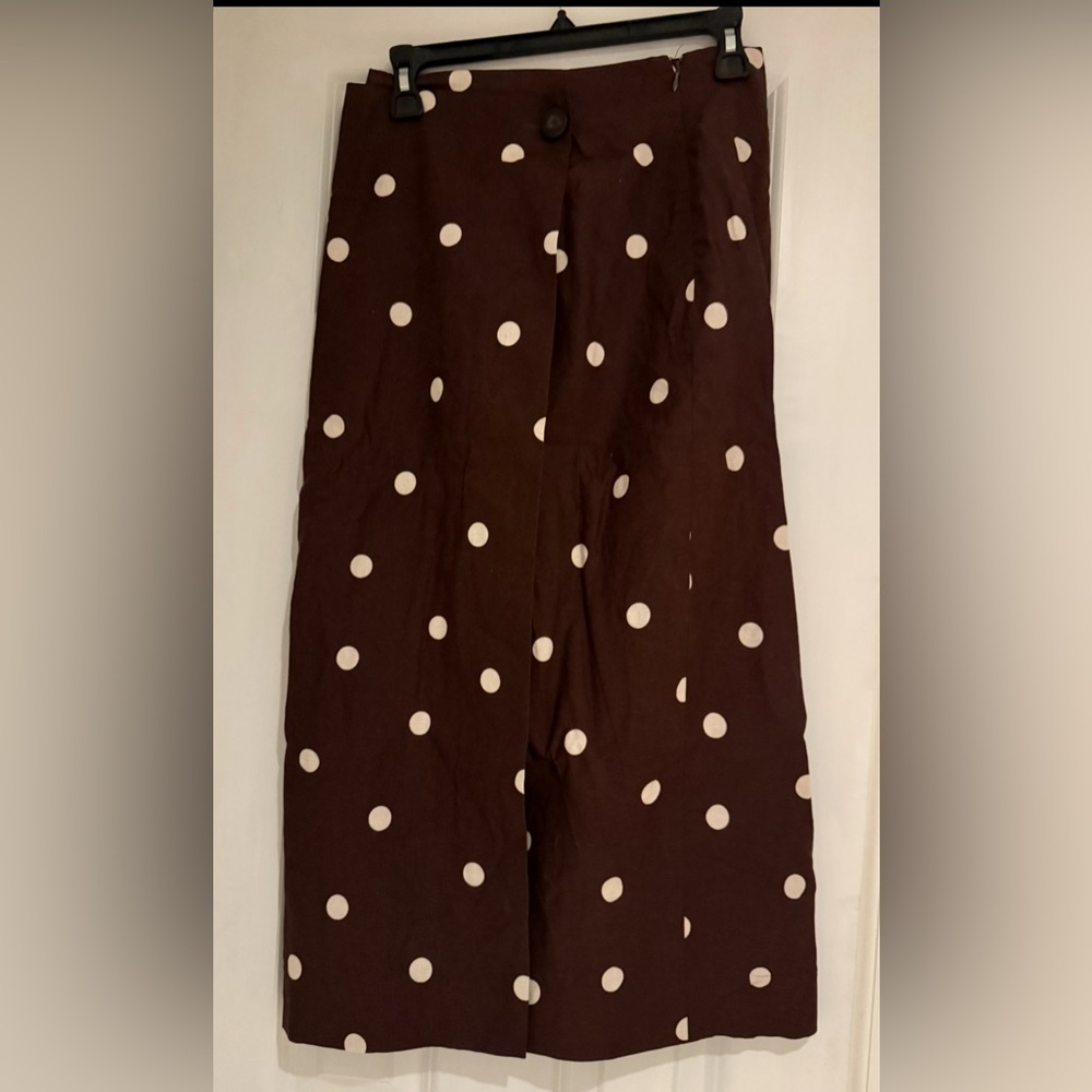 Sezan, Pierre skirt, ecru polka dots on chocolate, side zip, linen, 2, lining
